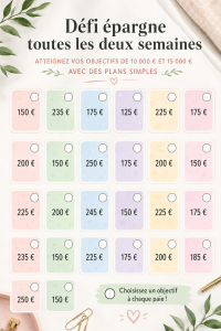 Femme souriante consultant un tableau d'épargne pour ses objectifs financiers.