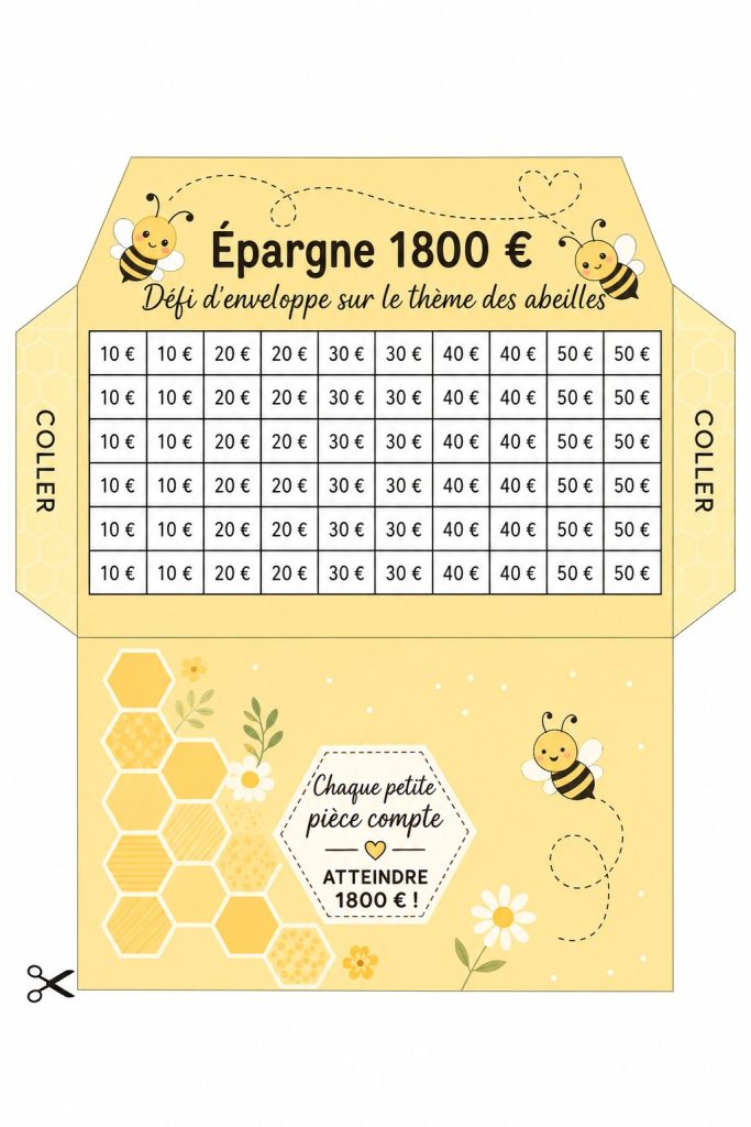 Image d'une enveloppe abeille symbolisant un défi d'épargne