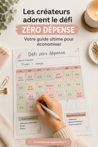Promo prenant en compte le défi du mois sans dépenses avec une femme souriante montrant des astuces de budget.