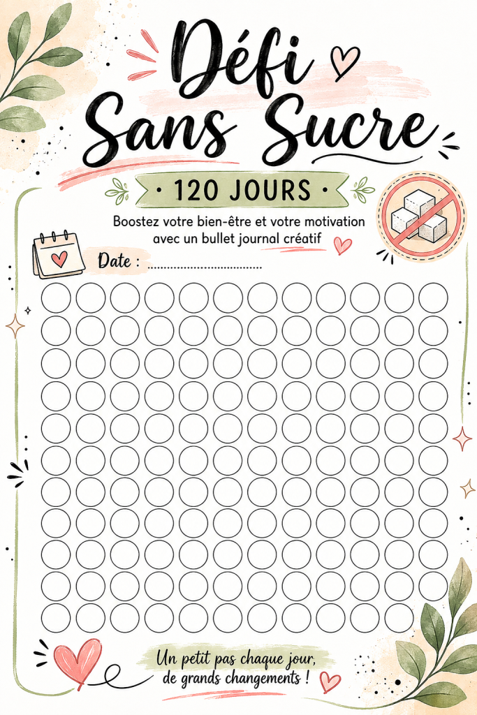 Défi sans sucre de 120 jours avec bullet journal