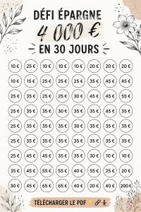 Imprimables de défis d'épargne colorés sur un bureau