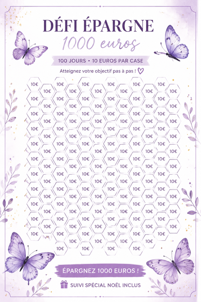 Femme souriante prenant des notes pour un défi d'épargne de Noël.