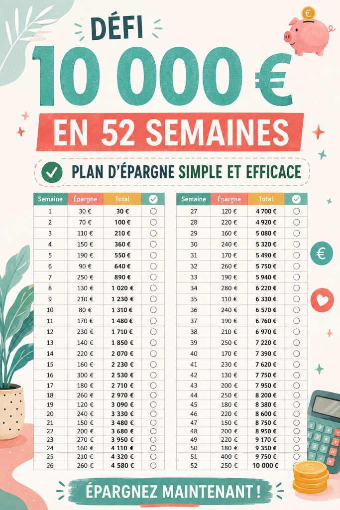 Défis d'épargne pour économiser avec plaisir