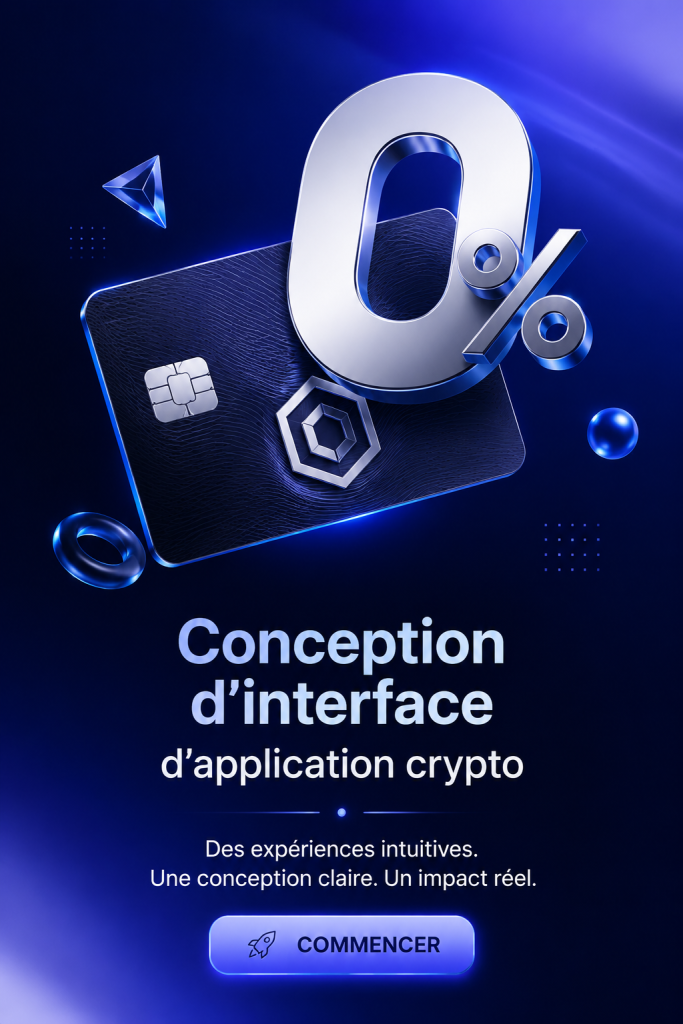 Interface moderne d'une application de crypto-monnaie avec éléments de design attrayants