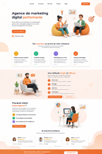 Exemple de design de landing page moderne et engageant.