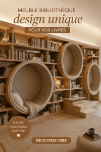 Design unique d'un meuble à livres dans un intérieur chaleureux.