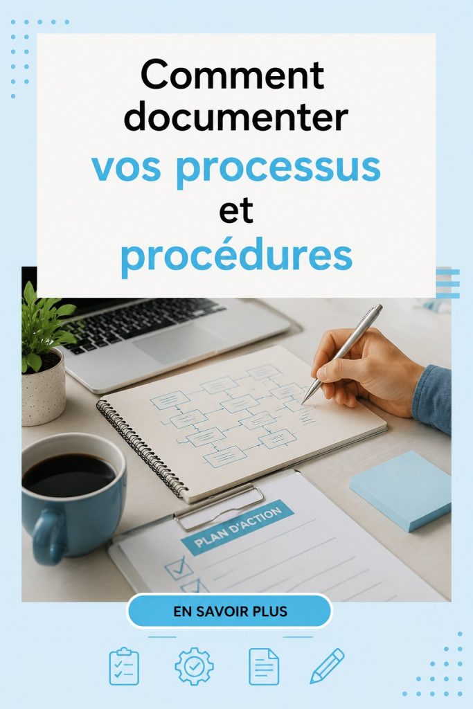 Un bureau avec des documents bien organisés, illustrant la documentation de processus et procédures