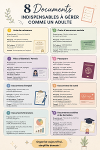 Infographie des 8 documents essentiels pour une bonne gestion personnelle