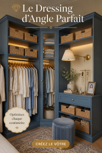 Aménagement d'un dressing d'angle élégant et fonctionnel dans une chambre