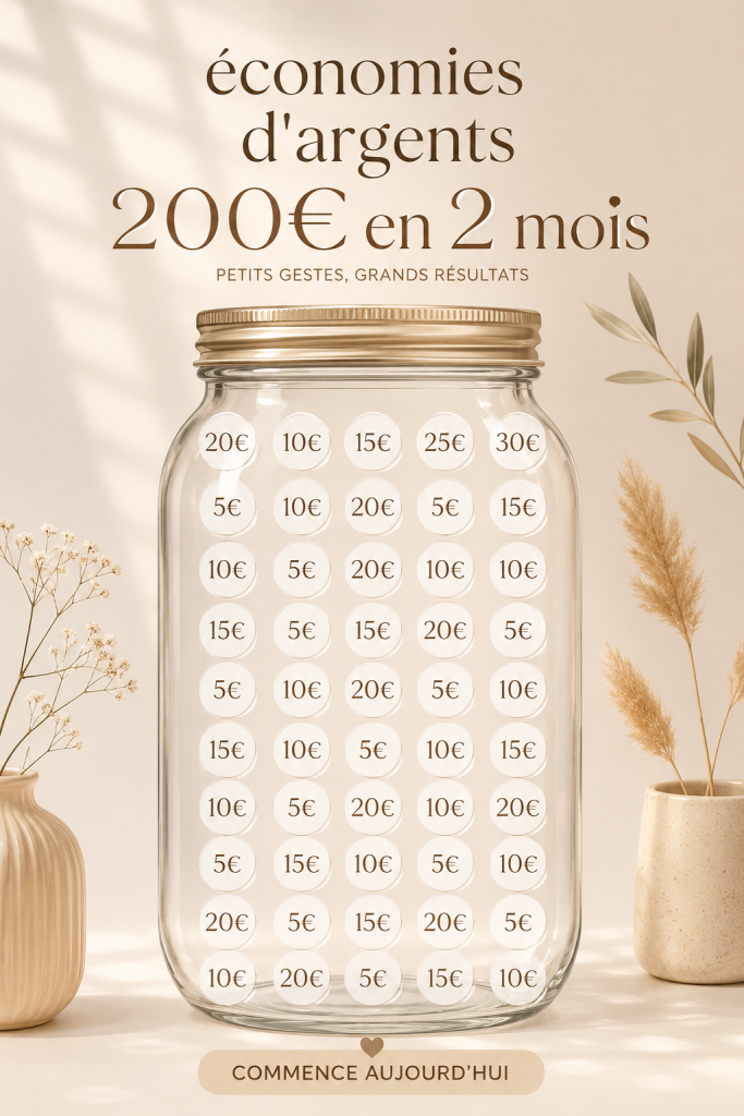Femme souriante examinant son budget pour économiser 200€.