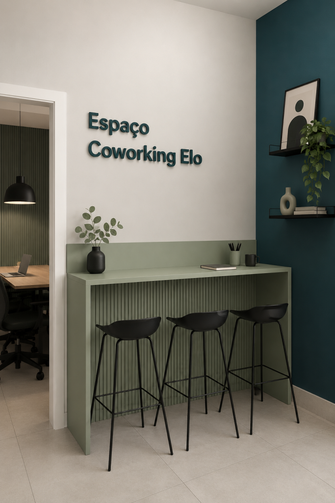 Intérieur d'un espace de coworking moderne avec des bureaux partagés