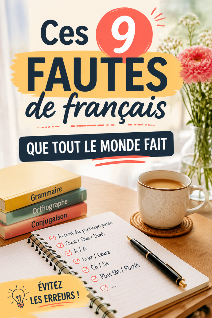 Un livre ouvert avec des notes, ilustrant l'apprentissage du français et ses fautes courantes
