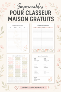 Fiches d'organisation imprimables pour la maison, sur un bureau ordonné
