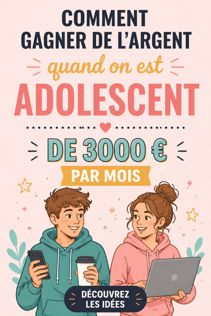 Un adolescent souriant tenant un panneau disant 'Gagner de l'argent'