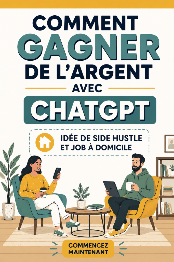 Utilisatrice de ChatGPT travaillant sur son ordinateur à domicile pour gagner de l'argent