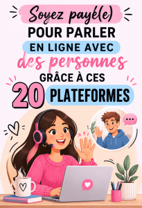 Illustration d'une femme discutant avec un ordinateur et des icônes d'argent autour d'elle.