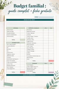 Illustration d'un budget familial avec des outils de gestion financière.