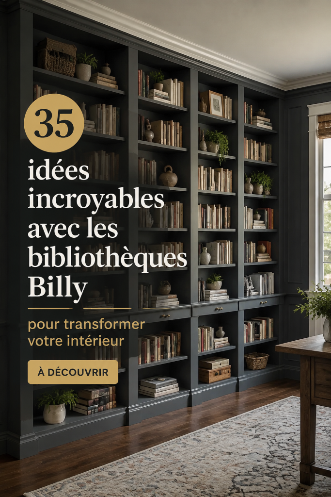 Une bibliothèque Billy d'IKEA agrémentée de livres et d'éléments décoratifs