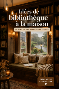 Une belle bibliothèque bien organisée avec des livres colorés et un coin lecture confortable.