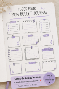 Femme utilisant un Bullet Journal rempli de couleurs et d'idées