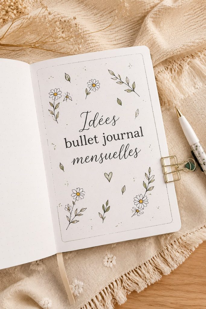 Mon carnet Bullet Journal ouvert avec des idées créatives pour mars