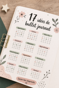 Un bullet journal ouvert avec des pages colorées et des annotations inspirantes.