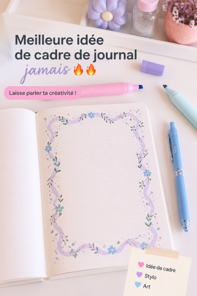 Un joli cadre décoratif avec un journal intime à l'intérieur sur une table en bois.