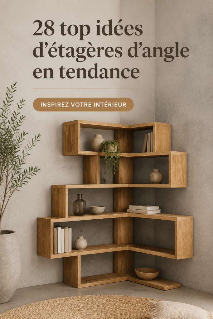 Un salon décoré avec des étagères d'angle modernes et stylées.