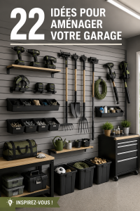 Aménagement moderne d'un garage avec des rangements pratiques et du style.