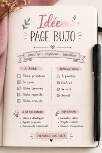 Une main feuilletant un bullet journal avec des page créatives.