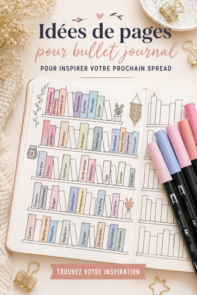 Un Bullet Journal ouvert avec des pages colorées et des designs inspirants, parfait pour l'organisation.