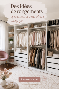 Rangement d'armoire pratique avec des vêtements bien organisés.
