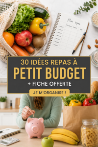 Plateau de différents repas à petit budget avec des ingrédients frais.