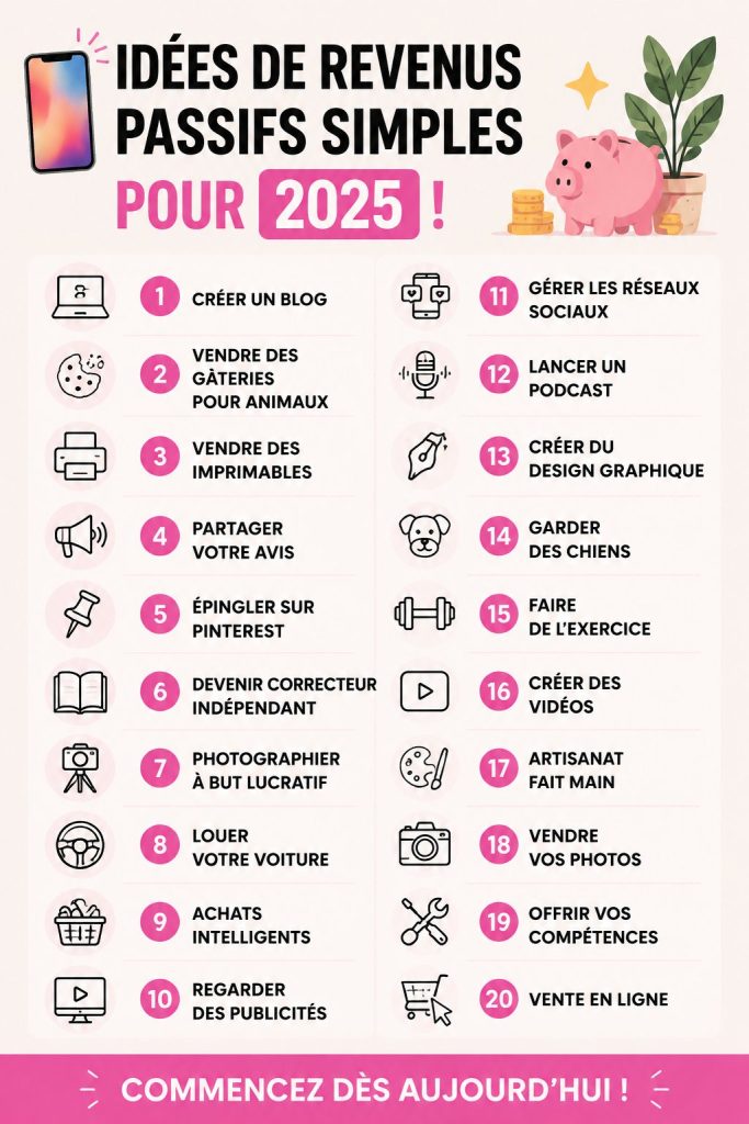 Image illustrant des idées de revenus passifs pour 2025.