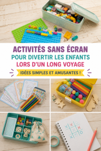Des enfants amusés pendant un voyage en voiture sans écran.