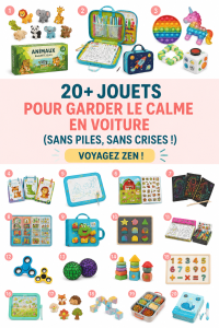 Sélection de jouets pratiques pour enfants en voiture.