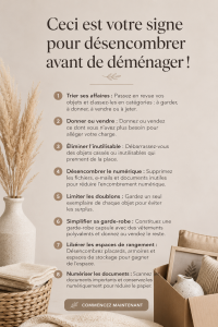 Femme faisant du tri dans ses affaires avant un déménagement.