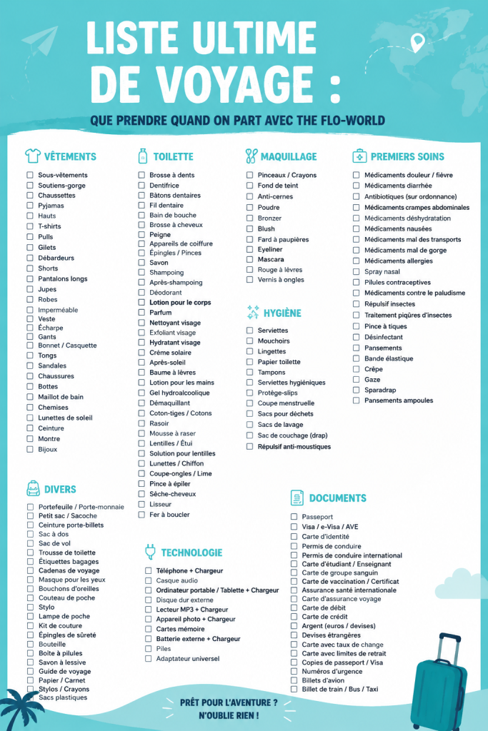 Femme préparant sa valise pour des vacances d'été, avec des vêtements et accessoires en évidence.
