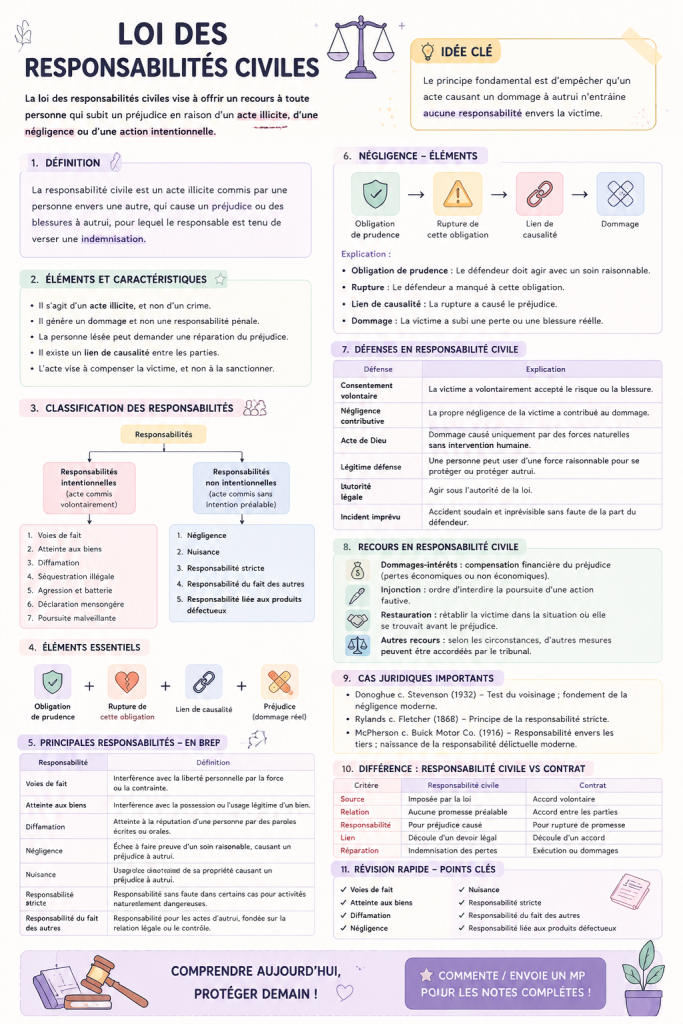 Illustration des concepts de responsabilité civile avec des éléments juridiques