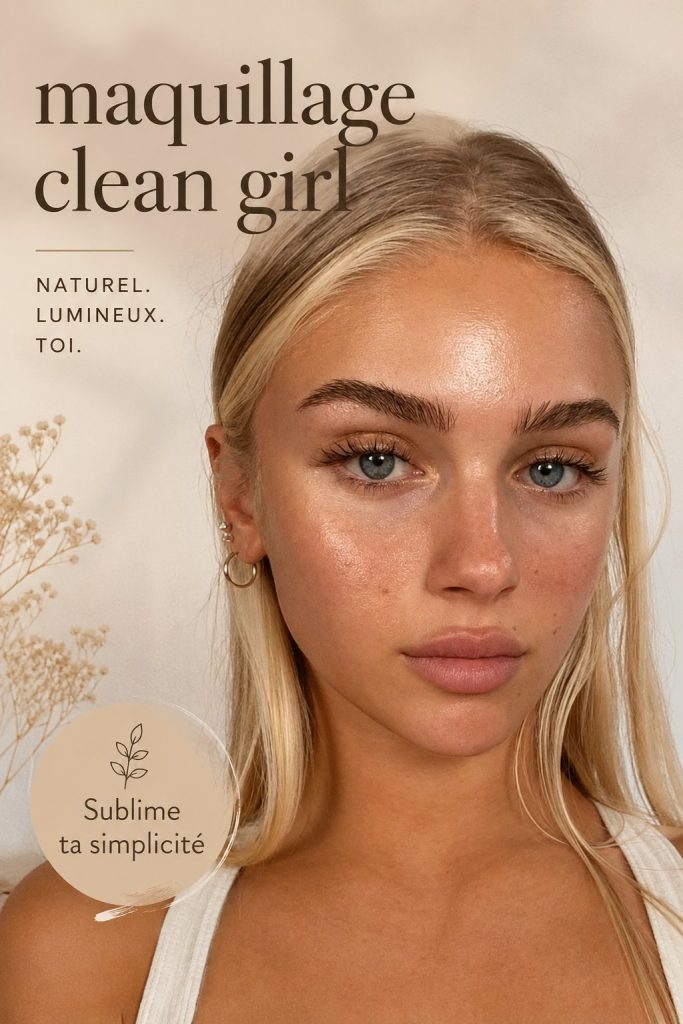 Une fille avec un maquillage clean girl, mettant en valeur sa beauté naturelle.