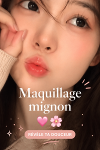 Maquillage mignon avec des teintes pastel et des paillettes délicates.