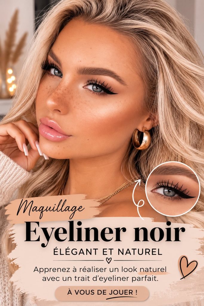 Maquillage naturel avec eyeliner noir pour un look élégant