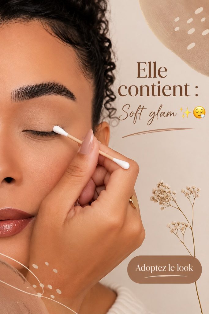 Illustration d'un look soft glam élégant, mettant en avant un teint radieux et un maquillage naturel.