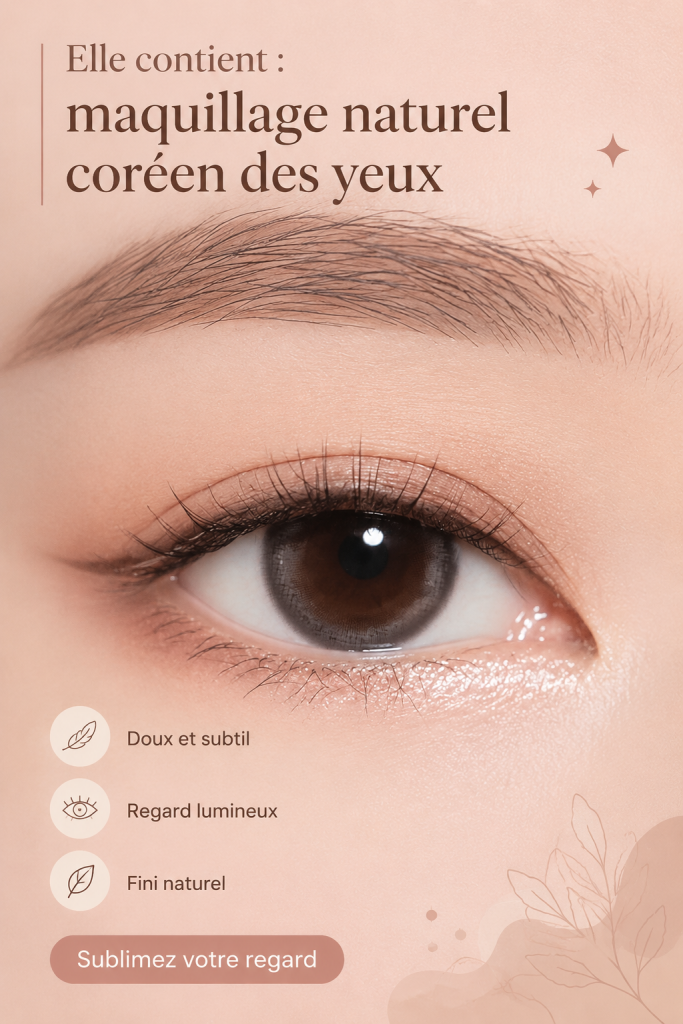 Maquillage des yeux coréen mettant en avant un look naturel et lumineux.