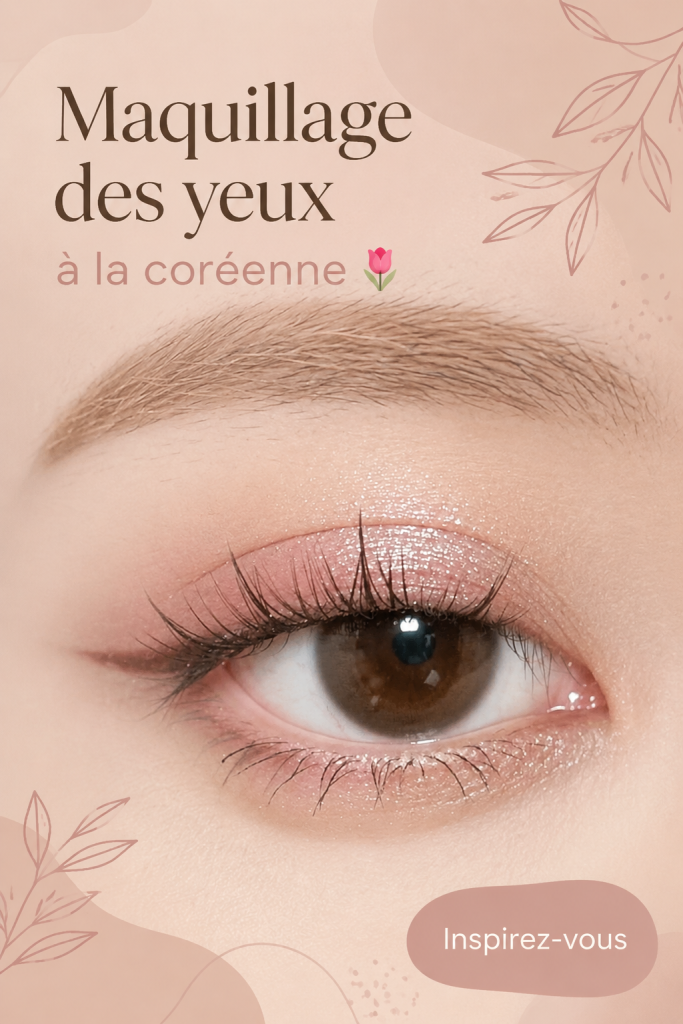 Maquillage des yeux coréen avec des teintes pastel et des cristaux
