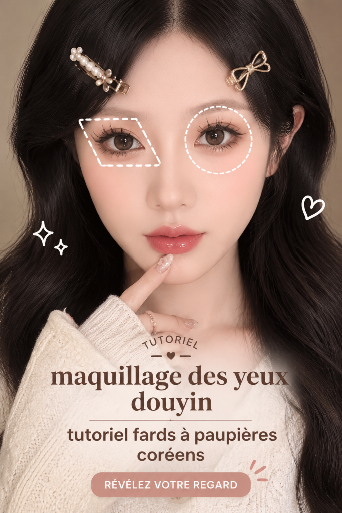 Maquillage des yeux inspiré de Douyin avec des couleurs vives et un fini lumineux.