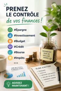 Image de femme souriante tenant un carnet et un stylo, planifiant son budget. Économie et finances personnelles.