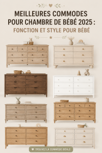 Une jolie commode en bois stylée dans une chambre de bébé, illustrant le mélange de fonctionnalité et d'esthétique.
