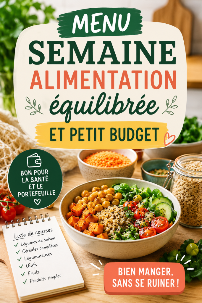 Une table dressée avec des plats équilibrés pour un menu de la semaine économique.
