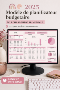 Un modèle de planificateur de budget 2025 avec des graphiques et des sections à remplir. Idéal pour organiser ses finances personnelles.